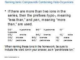 Naming Ionic Compounds Containing Halo-Oxyanions 