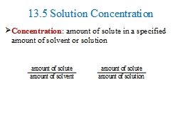 13.5 Solution Concentration