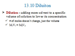 13.10 Diluiton
