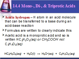 14.4 Mono-, Di-, & Triprotic Acids
