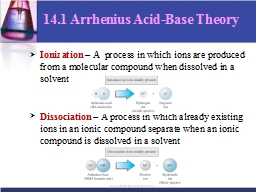 14.1 Arrhenius Acid-Base Theory