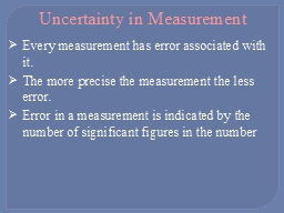 Uncertainty in Measurement
