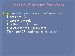 Exact and Inexact Numbers