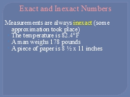 Exact and Inexact Numbers