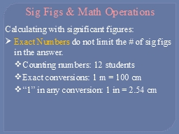 Sig Figs & Math Operations