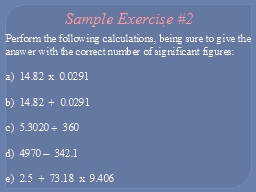 Sample Exercise #2