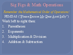Sig Figs & Math Operations