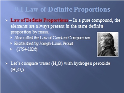 9.1 Law of Definite Proportions