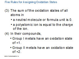 Five Rules for Assigning Oxidation States 