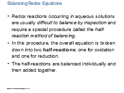 Balancing Redox Equations 