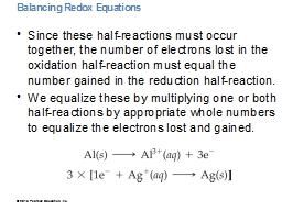 Balancing Redox Equations 