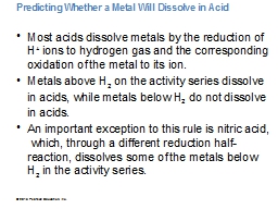 Predicting Whether a Metal Will Dissolve in Acid 