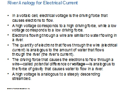 River Analogy for Electrical Current 