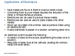 Applications of Electrolysis