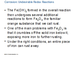Corrosion: Undesirable Redox Reactions 