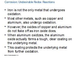 Corrosion: Undesirable Redox Reactions 