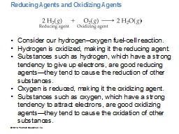 Reducing Agents and Oxidizing Agents