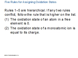 Five Rules for Assigning Oxidation States 