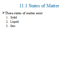 11.1 States of Matter