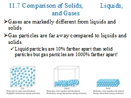 11.7 Comparison of Solids,          Liquids, and Gases