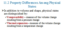 11.2 Property Differences Among Physical States